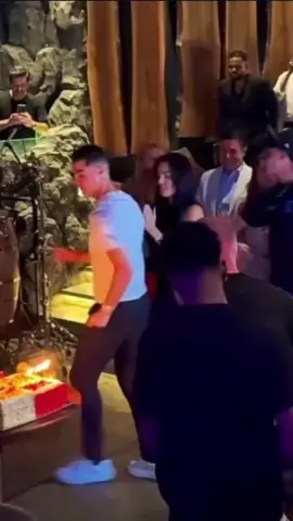 Cristiano Junior's grandmother insists on him joining his dad and dancing with him 😭😂😂😂🕺 #Cristiano #Ronaldo #cristianoronaldo #alnassr #birthday 