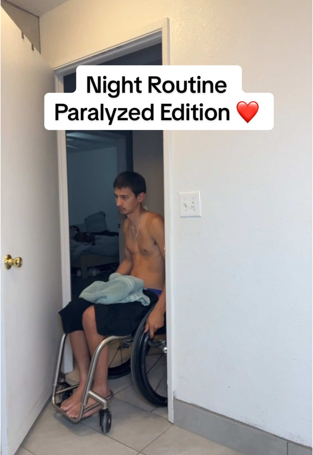 I pissed myself after this video😐 but this is my night routine paralyzed edition #paralyzed #paraplegic #fyp #wheelchairlife #wheelchair #college #howto #spinalcordinjury #spinalcordinjuryrecovery #spinalcordinjurysurvivor #fiance #engaged #wedding #fylpシviralシ #moto #dirtbike #racing #educational #foryoupage @Amber & Neven Hart @Amber Cogbill 