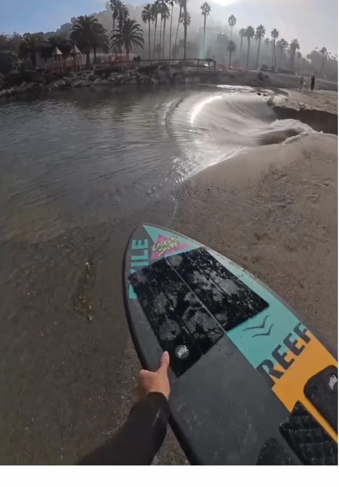 Skimboarding across a flowing river was so satisfying 