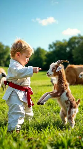 Kung Fu Baby is the goat !  #baby #goat #fyp #viral_video #ai #kungfu #funnyvideo #kawaii #aivideo #Love #cute #aramsamsam #kids 