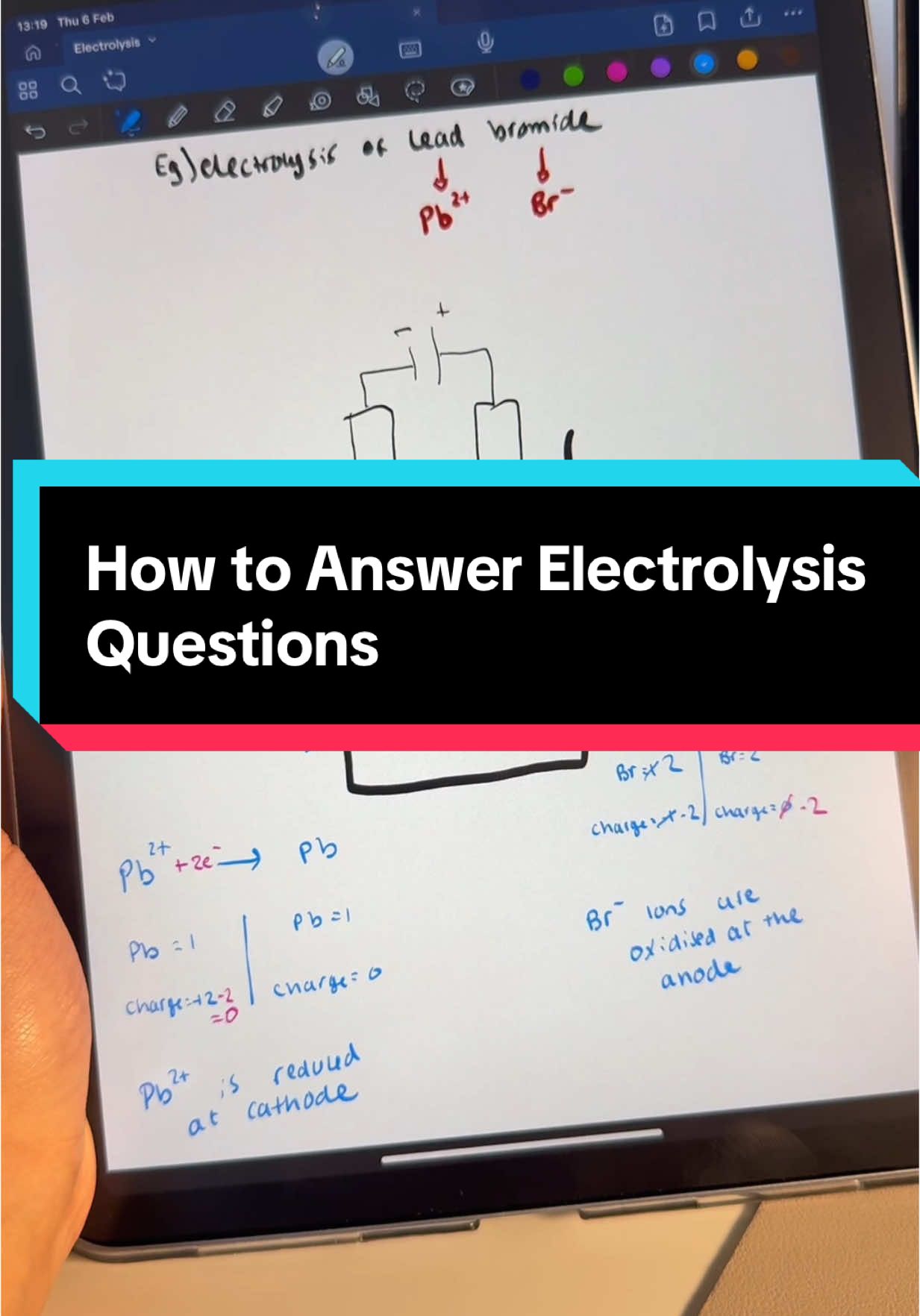 How to answer electrolysis questions.  Remember that positive ions will be attracted to negative cathode and negative ions will be attracted to the positive anode ☺️ #gcse #gcses #gcserevision #gcsechemistry #studytok #study #chemistry #chemistryteacher #gcse2025 #mindsintutoring 