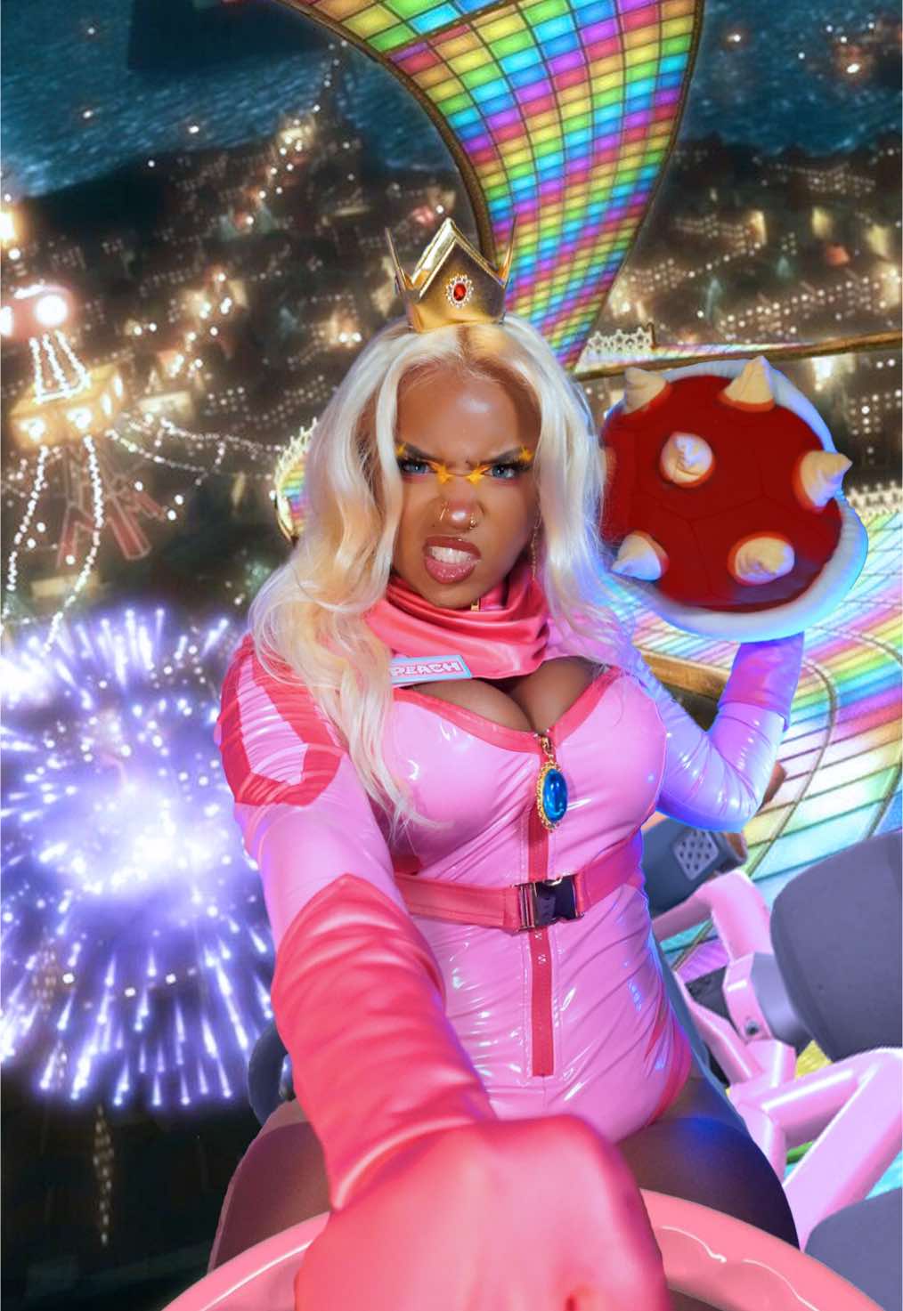 Princess Peach transformation #princesspeach #mobbunny #princesspeachcosplay #mariokart #mariobros #mariobrosmovie 