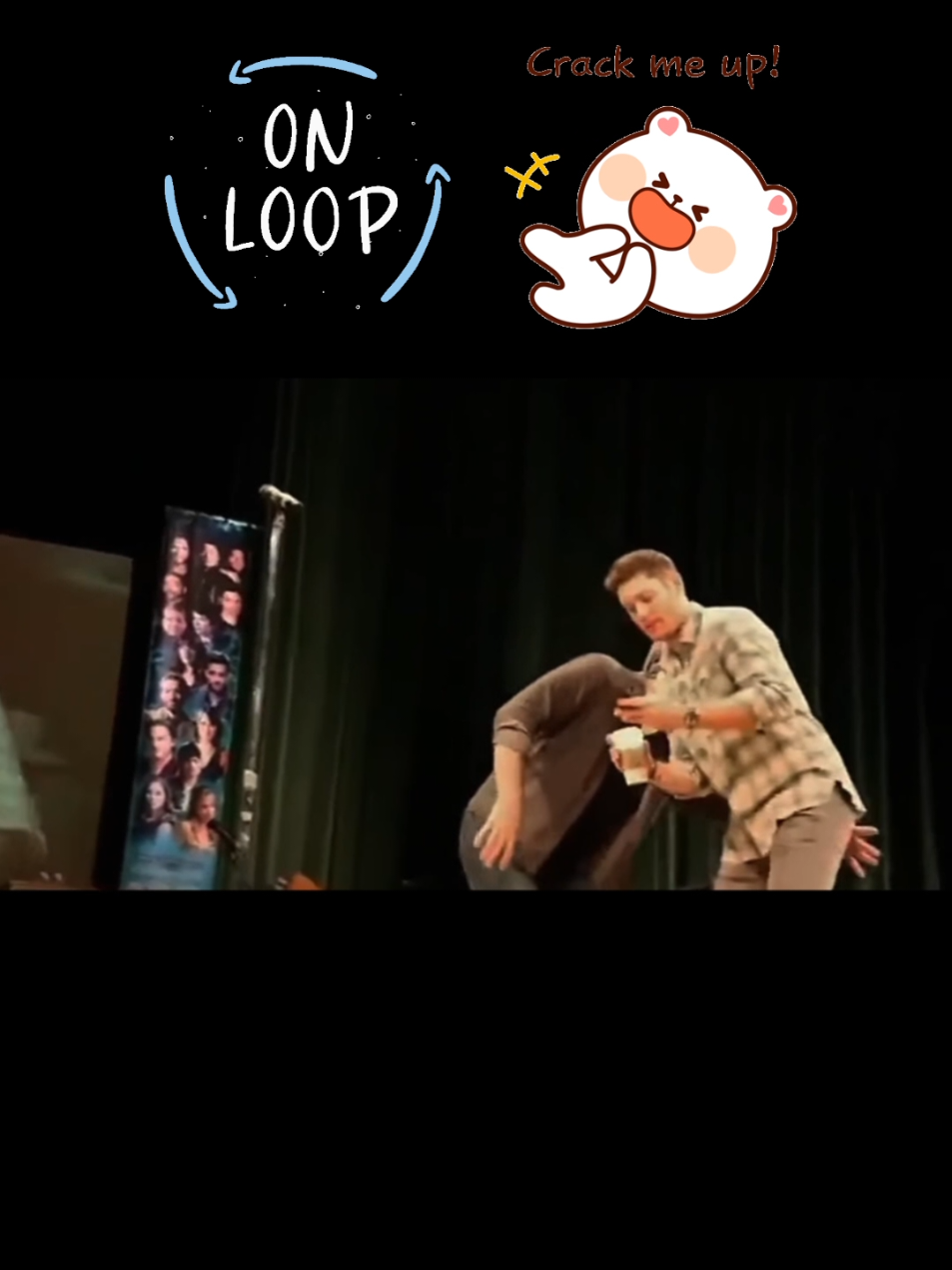 Jared and Jensen on stage and the phone rings...#😂🤣😅 #j2love⚘️ #hilarious #😂🤣😅 #Jaredpadalecki #jensenackles #supernatural #😂🤣😅 #onloop 