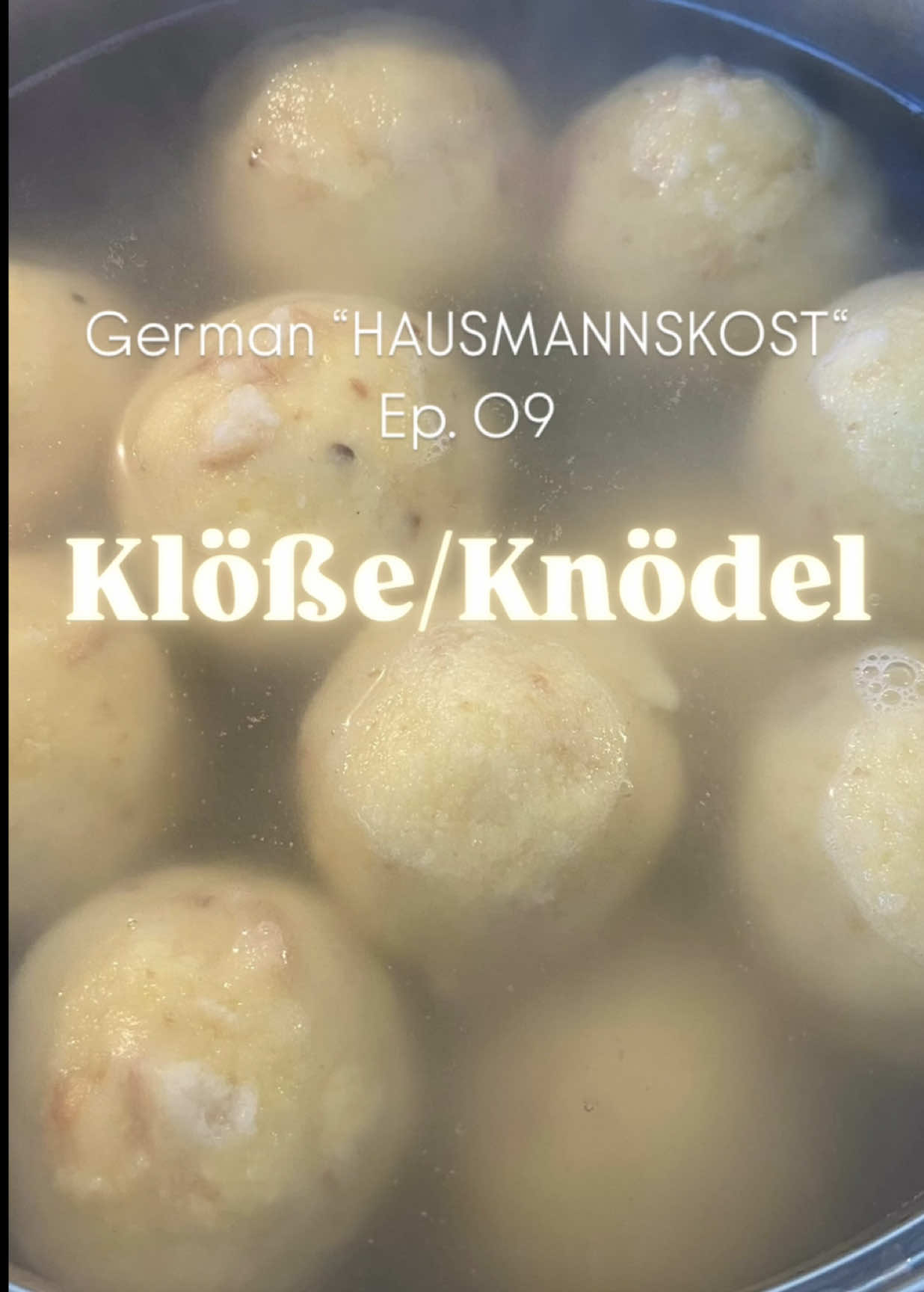 Ep. 09 Klöße/Knödel These Knödel are a mix of Kartoffelknödeln and Semmelbröseln but if you only want to make normal potato Knödel you can leave the Croutons away! Recipe (10-12 Knödel): - 1kg potatoes  Cook them with them without peeling for about 20min until soft  Mashed them 2x with a potato masher so that they are compact smooth (you can either peel them before mashing them or mash them with the skin because the skin will automatically stick to the potato masher  - 1-2 bread rolls/sandwich bread (it can be hard and old) Cut into cubes  -  Chunk of butter - Salt to taste Melt the butter in a pan, than add the bread and season it with the salt Fry them until golden brown and crispy  - 150g potato starch  - Salt to taste (be generous with it) - 2 eggs Add everything together with the Croutons to the mashed potatoes and mix until it forms a dough  Shape the Knödel Heat up some salt water and add the Knödel to the water and let them simmer for about 20min until they are swimming  They taste best with Rotkohl and gravy  Have fun and enjoy!😊 #selfmade #DinnerIdeas #knödel #knodel #klöße #kartoffelknödel #kartoffelklöße #typischdeutsch #hausmannskost #deutschesessen