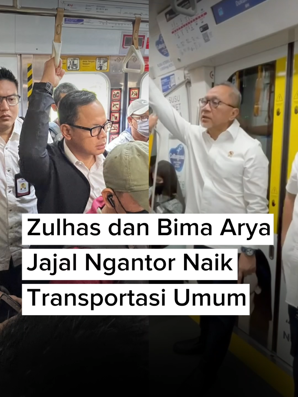 Zulhas dan Bima Arya Jajal Ngantor Naik Transportasi Umum Wakil Ketua Pemberdayaan dan Pengembangan Wilayah Masyarakat Transportasi Indonesia (MTI) Pusat Djoko Setijowarno menyebut, harusnya pejabat bisa menjadi contoh ke masyarakat supaya mau juga menggunakan transportasi umum. Terkait hal itu, Wakil Menteri Dalam Negeri Bima Arya Sugiarto, menjajal langsung naik transportasi umum KRL ke kantornya.  Menko Bidang Pangan Zulkifli Hasan memilih naik MRT untuk menuju ke kantornya.  