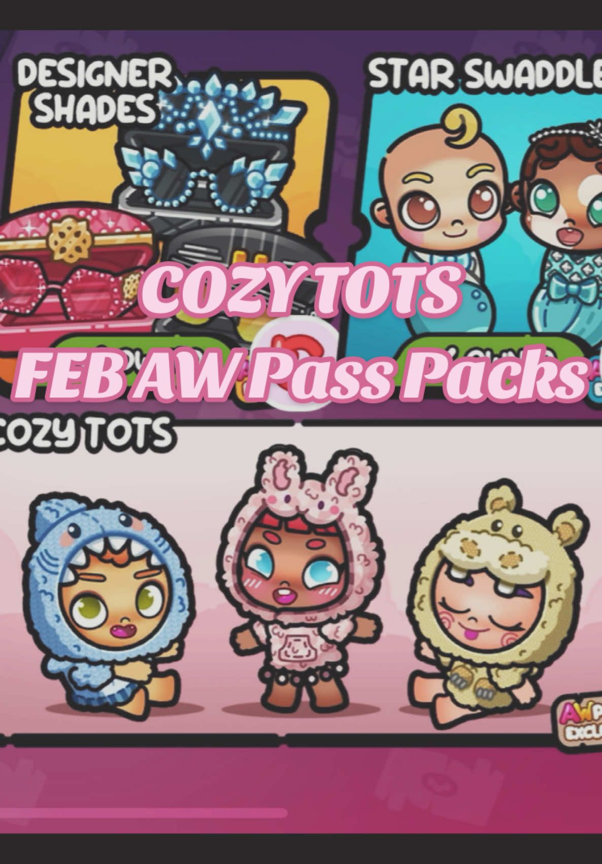 AW Pass Packs Feb! 😍 Claimed! Cozy Tots so cute! 🥰 #pazu #pazugame #pazugames #pazuavatarworld #avatarworld #avatarworldgame #avatarworldgames #avatarworldupdate #avatarworldnewupdate #avatarworldsecret #avatarworldroutine  #avatarworldpazu #avatarworldmap #housemakeravatarworld #housemaker #mansionavatarworld #mansion #decor #design #pretendplay #new #update #awpass #cozy #february 