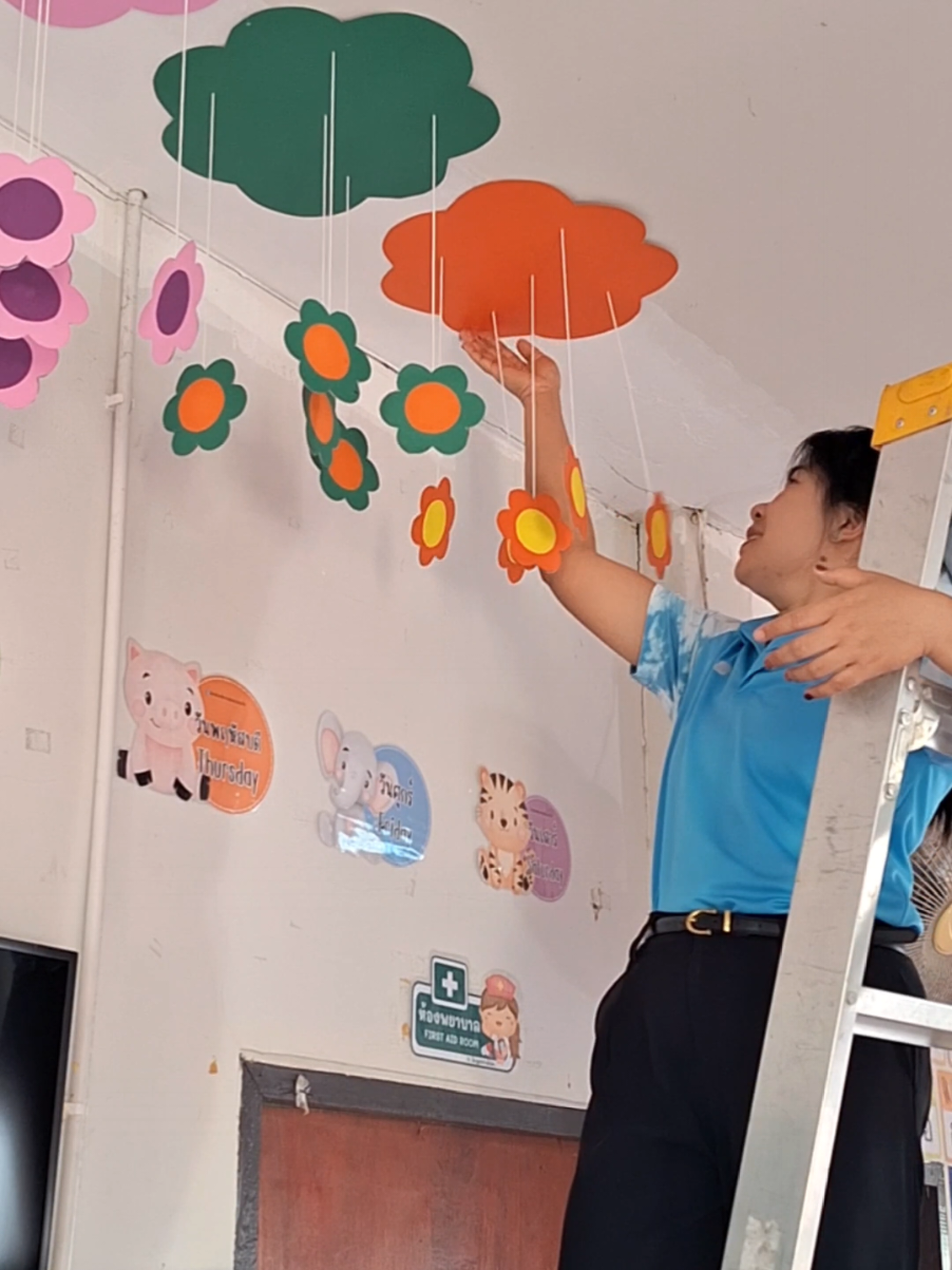 เด็กๆกลับบ้านแล้ว ครูแต่งห้องต่อ #ครูปฐมวัย #ห้องเรียนปฐมวัย #ตกแต่งห้องเรียน #สื่อทํามือ #โมบาย #kindergarten 