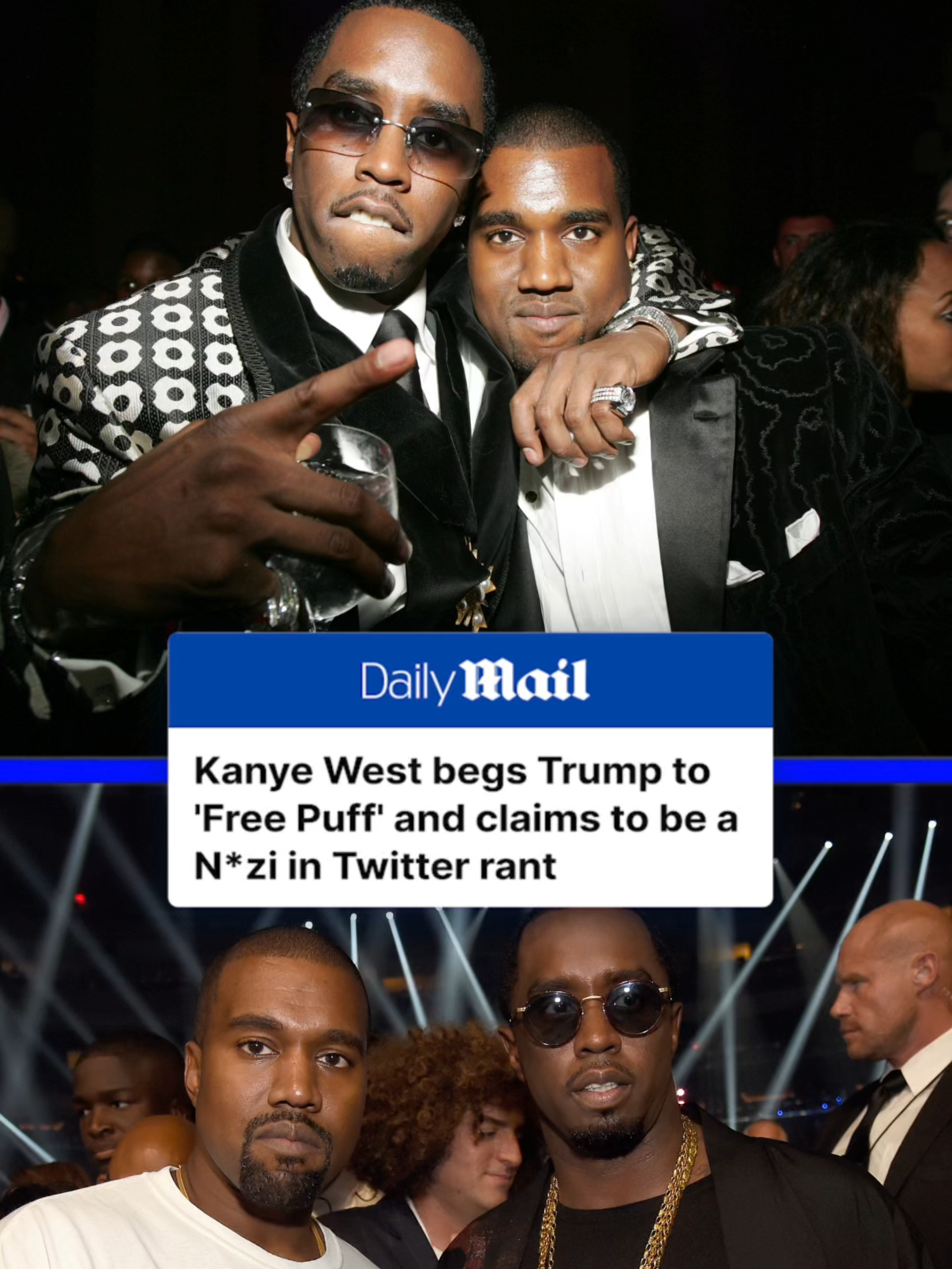 Kanye West posted the phrase 'Free Puff' on his social media Thursday - urging President Donald Trump to release Sean 'Diddy' Combs amid sex trafficking allegations. West wrote the phrase 'Free Puff' on both his Instagram and X accounts, later adding that he felt the Black community needed to rally around Diddy, as well as Chris Brown, amid their troubles, past and present. West also began selling merchandise from Diddy's Sean John brand - claiming he'd send half of the proceeds to Combs - on his Yeezy.com website. Combs has pleaded not guilty to sex trafficking charges after his September arrest. He has remained in prison in Brooklyn awaiting a May 5 trial, after he was refused bail on multiple occasions. Attorneys for Diddy, who was hospitalized last week, told Dailymail.com in a statement Wednesday that the entertainer 'is confident he will prevail in court.' Read more at DailyMail.com #diddy #kanye #kanyewest #ye #rapper #jail #president #twitter