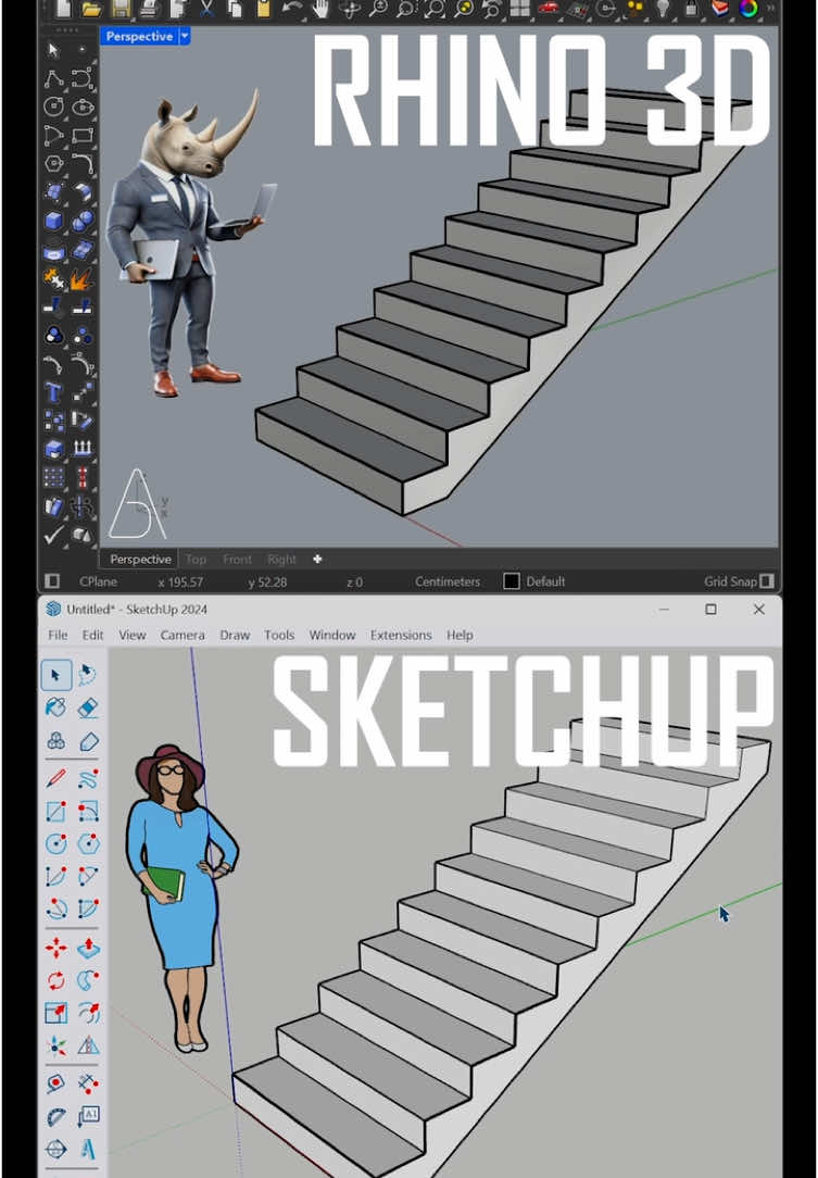 Rhino + SketchUp | Staircase Modeling Tutorial  YouTube: AdamArchh #sketchup #rhino3d #rhinoceros3d #grasshopper3d #sketchup3d #sketchuppro #sketchupvray #sketchuptutorials #autocad #autocad3d #3dsmax #architecturestudent #revitarchitecture #archicad #blender #architecturestudent #autocad2d 