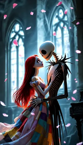 Sally x Jack Skellington true love ♥️ slow fusion #sally #jackskellington #disney #hybrid #fusion #livewallpaper #trendingvideo #disneyprincess #ai 