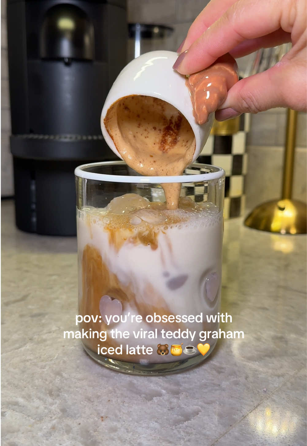 My latest hyperfixation coffee recipe 🙊💛🐻☕️ @claireamics @Nespresso @Anthropologie  #teddygrahamlatte #teddygrahams #viralcoffee #coffee #coffeetiktok #coffeetok #coffeetime #coffeelover #coffeerecipe #coffeeathome #icedcoffee #icedcoffeeathome #icedlatte #nespresso #anthropologie #girlthings #creatorsearchinsights 
