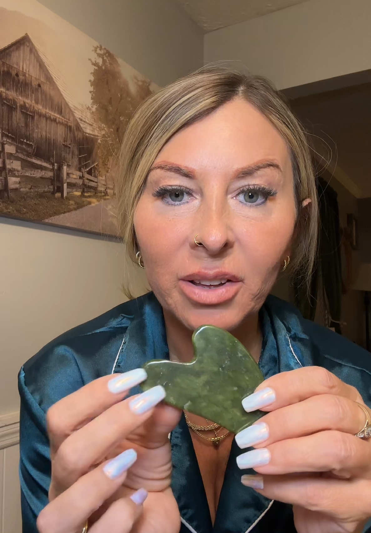 I found authentic jade guasha on TikTok! #guasha #jade #skincare #esthetician #facial #lymphaticdrainage 