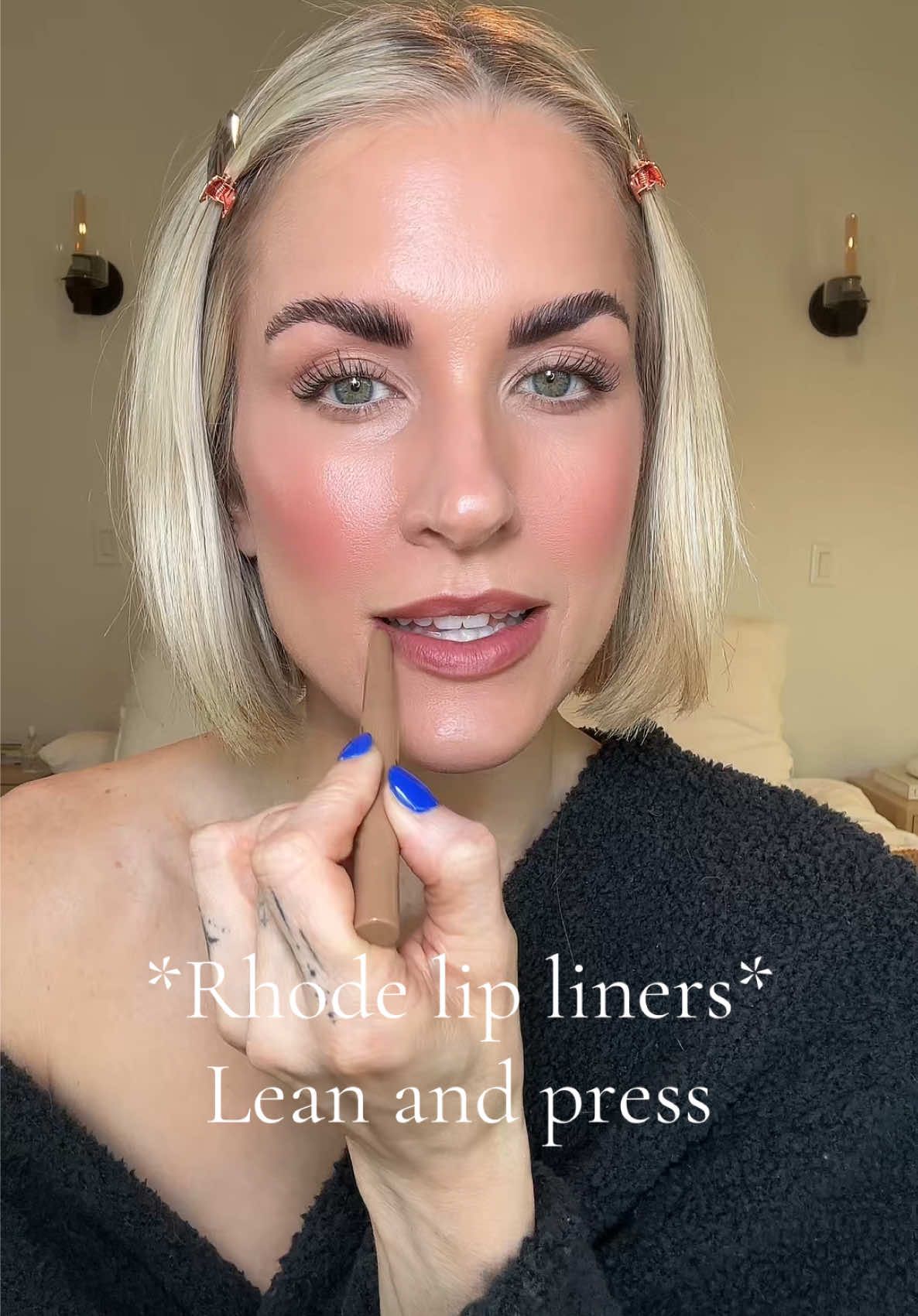 @rhode skin lip liners in Lean and Press! Pocket blush in Piggy! Obsessed with these!! Sooo creamy🤗 #rhode #rhodeskin #lipliner #lipcombo #lipcombotutorial #MakeupRoutine 