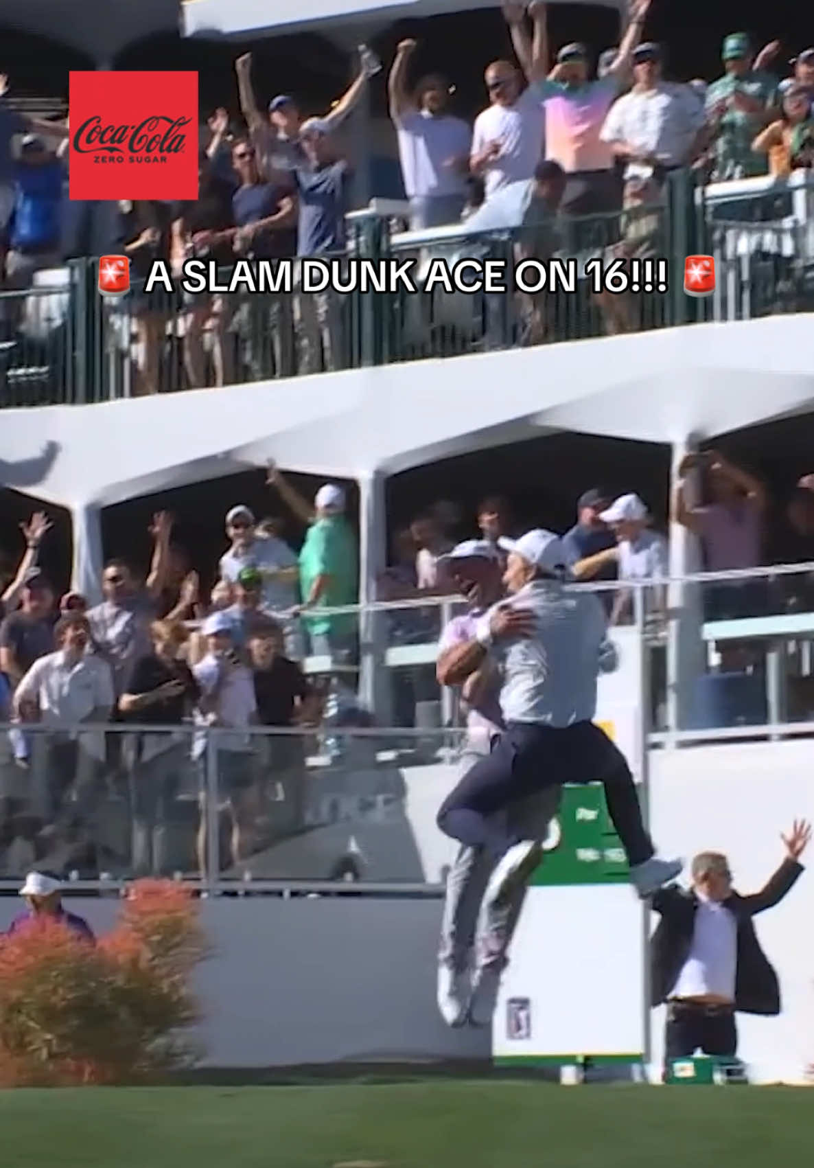 Emiliano Grillo makes the 12th hole-in-one on No. 16!  @Coca-Cola #PGATOUR #ace #holeinone #wmphoenixopen #emilianogrillo #golf 
