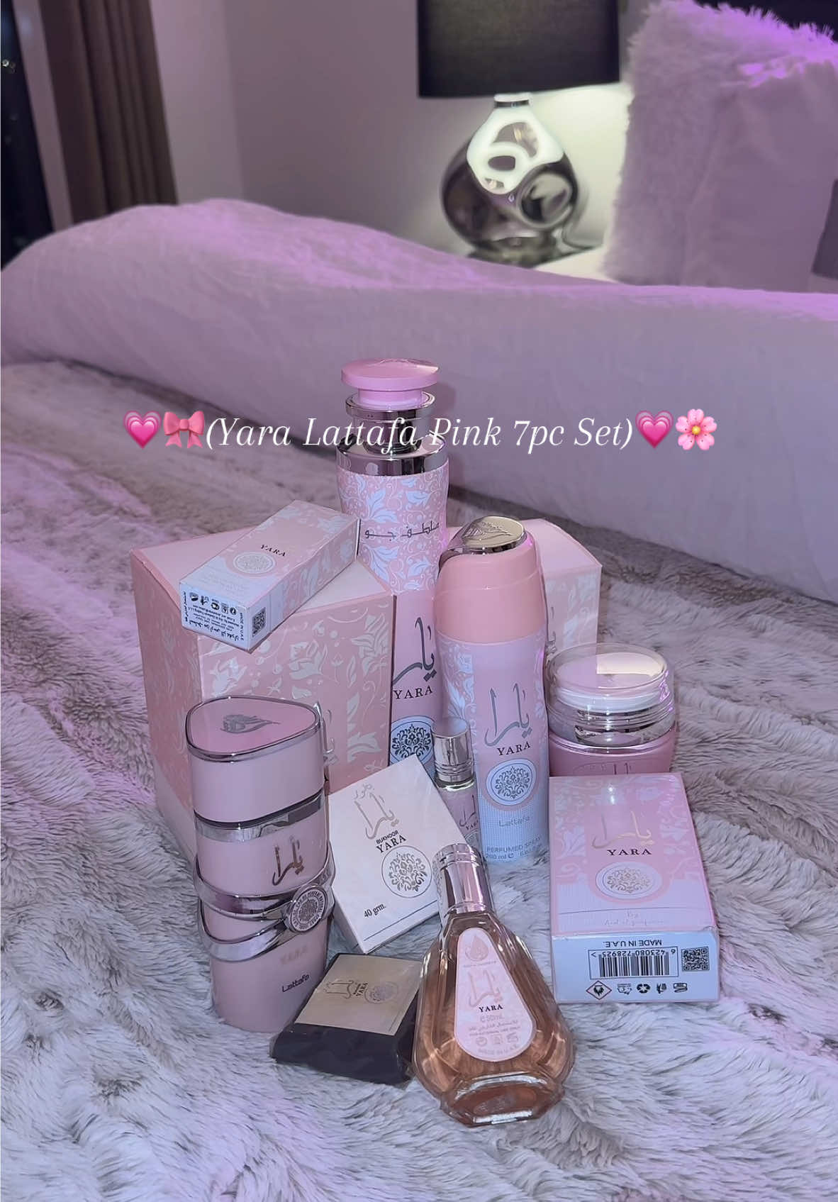 💗🎀(Yara Lattafa Pink 7pc Set)💗🌸 If You Love Pink Yara, You Need This Whole Set. #yaralattafa #yarapink #pinkyara #yaraperfumeoil #pinkyaralotion #yarapinkairfreshener 