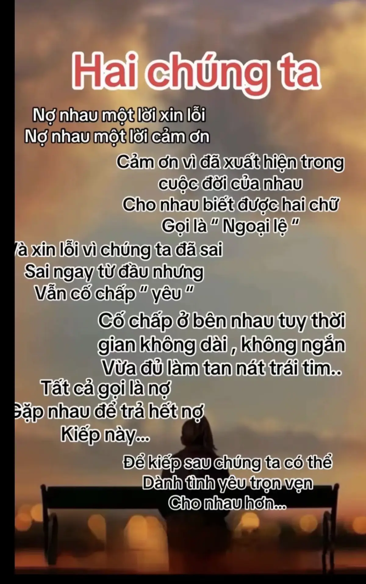 Cảm ơn vì đã xuất hiện trong cuộc đời của nhau,cho nhau biết được hai chữ gọi là 