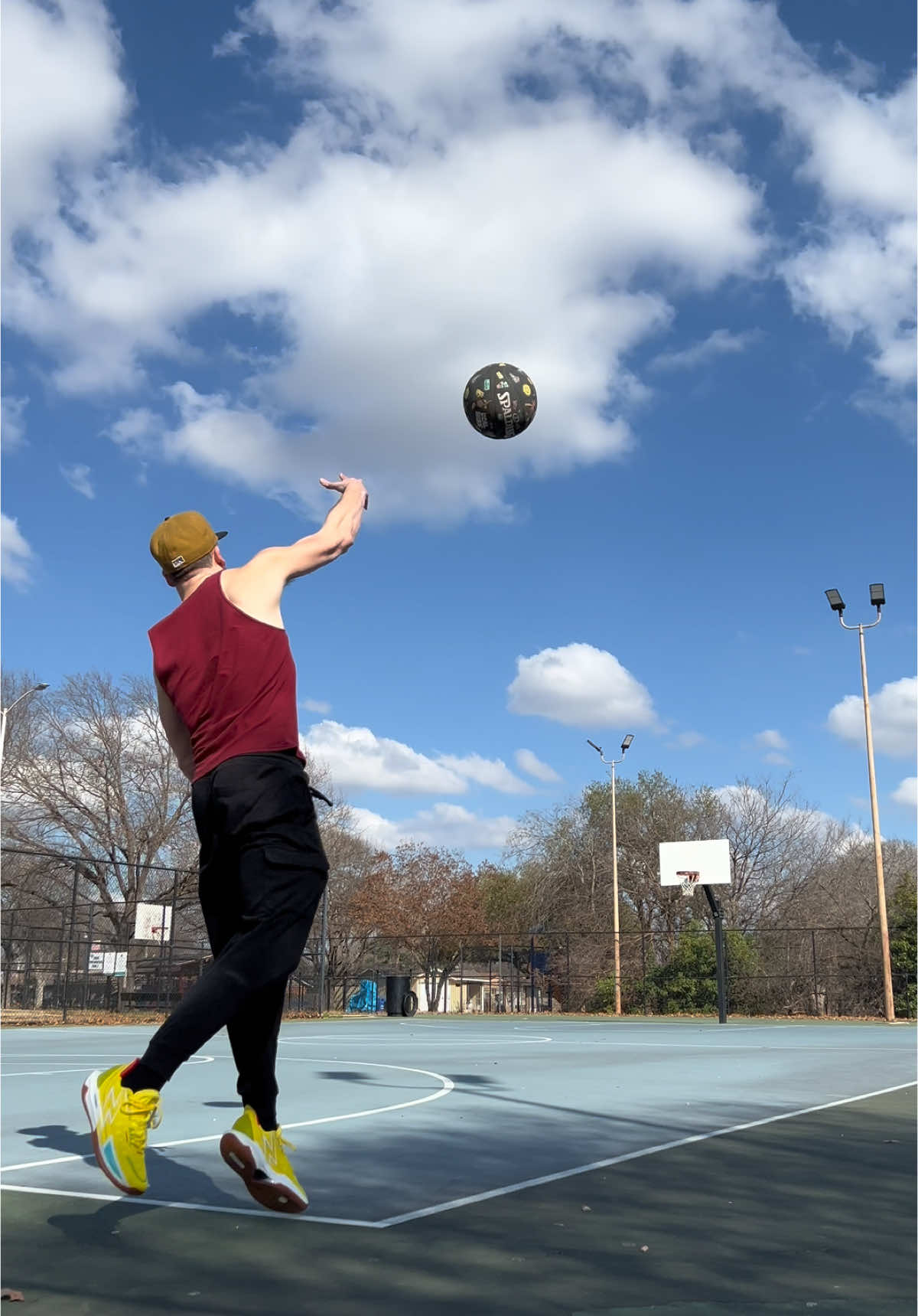 Almost made the full court shot off one bounce @361sport #basketball #ballislife #bball #sports #hoop #trickshot #fyp 