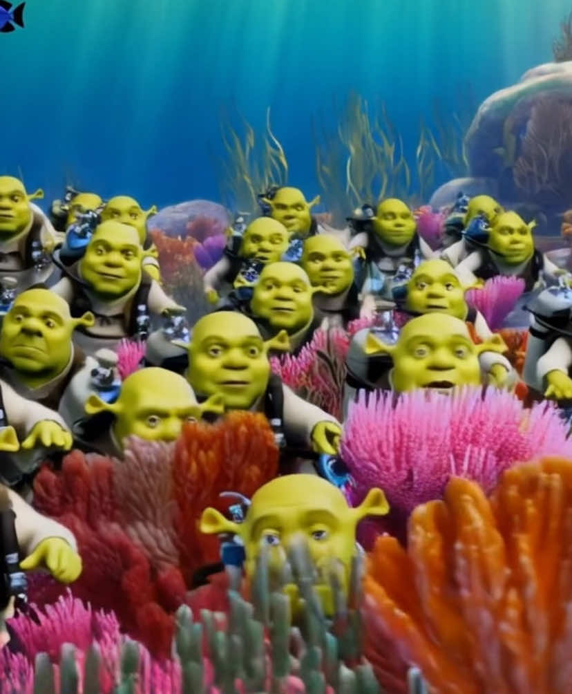 Shrek: ‘Scuba Adventure’ 🐠                                                      #fypシ #ocean #AI #shrek 