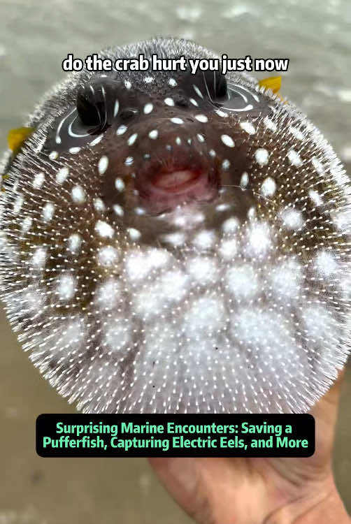 Surprising Marine Encounters: Saving a Pufferfish, Capturing Electric Eels, and More! Dive into a whimsical seaside adventure filled with unexpected marine encounters and playful rescues! In this video, we stumble upon a brave crab and a chubby pufferfish locked in a tense face-off. Although the crab seems determined to hold on to its new “friend,” we manage to intervene - just in time to free the adorably plump pufferfish. Catch a glimpse of this quirky fish, belly so large it appears pregnant, waddling away to safety in true comedic fashion. But the excitement doesn't end there! Not long after, we spot electric eels stealthily digging into the sea floor. With a careful grab (and a warning for kids to avoid touching these shock-inducing creatures), we discover these fascinating marine inhabitants up close. What follows is a heart-thumping chase as an eel tries to bolt for freedom. Thankfully, we recapture it, giving us the perfect opportunity to marvel at its stunning coloration and unique features. Ever wondered how you'd react to meeting an electric eel in the wild? Here, you'll see firsthand the thrill, caution, and sheer awe these creatures inspire. Beyond eels and pufferfish, our day by the shore reveals several more fish - each one vibrant and full of life. With every catch, our sense of wonder grows, reminding us just how incredible marine life can be. Whether you're a curious beginner or a seasoned ocean enthusiast, this video provides an engaging look at the diverse ecosystem living just beneath the waves. From heartwarming rescues and comedic interludes to awe-inspiring glimpses at nature's beauty, our ocean excursion is guaranteed to spark your love and respect for the sea. Join us on this unforgettable journey, where every moment offers a new lesson in marine ecology, empathy, and a dash of adventure. #fyp #sealife #seafood #seacreatures #oceanlife #marinelife #beachlife #nature #animals #fishinglife #pufferfish #electriceel #crab 