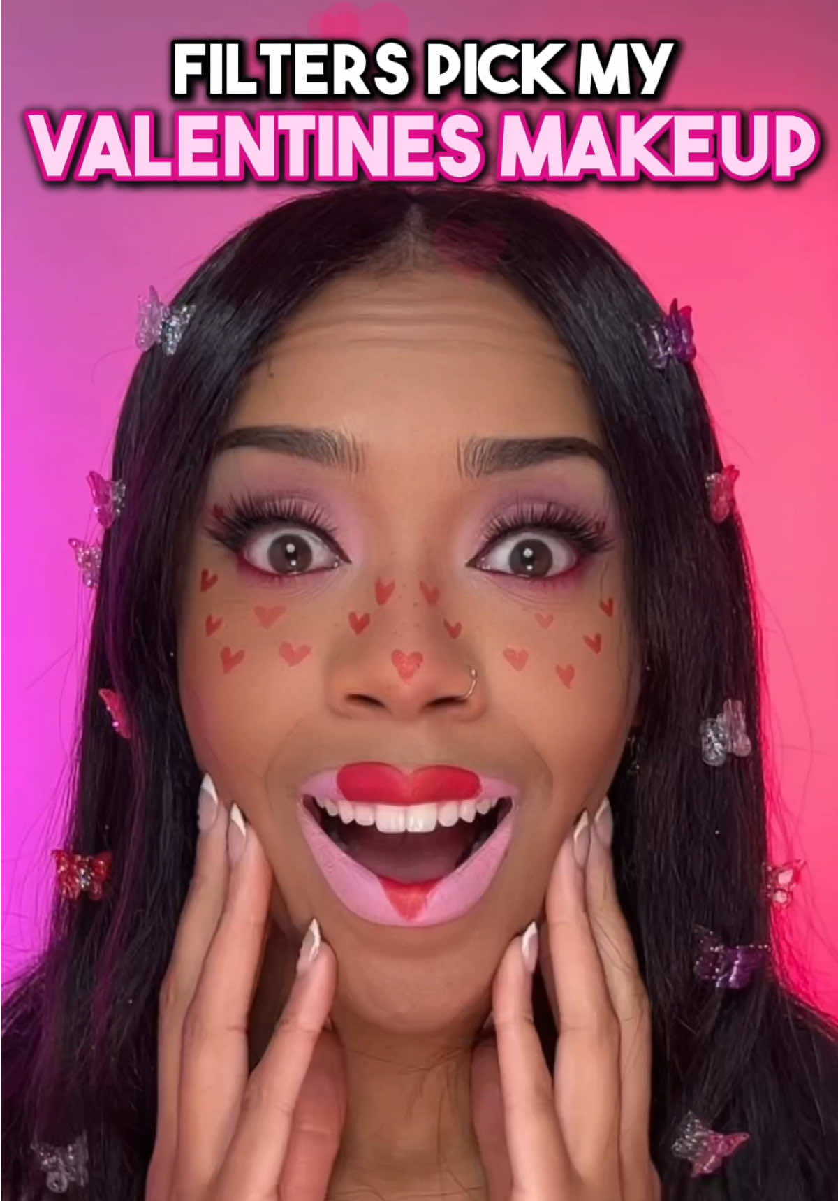 CUTE 🩷 or FAIL? 💔 Filters Pick My Valentines Makeup! 😳💄#makeup #ValentinesDay #makeupchallenge 