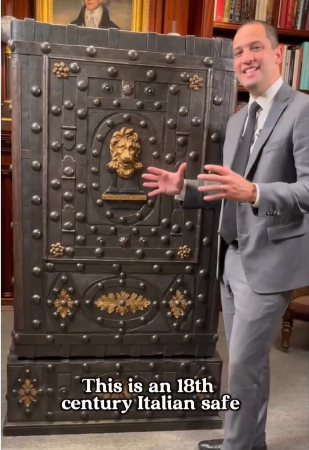 This monumental 18th-century Italian hobnail floor safe represents a pinnacle of period security. Its reinforced wrought iron construction and intricate locking mechanism, requiring four keys and a specialized pick, safeguarded invaluable possessions. eveal our hidden 

The interior reveals four drawers, each designated for specific currencies, including Spanish Doubloons, Genovese Doubloons, Pistoles, and Louis d'Or 🗝️🤯

With @msrau #fyp #foryou #safe #italian 