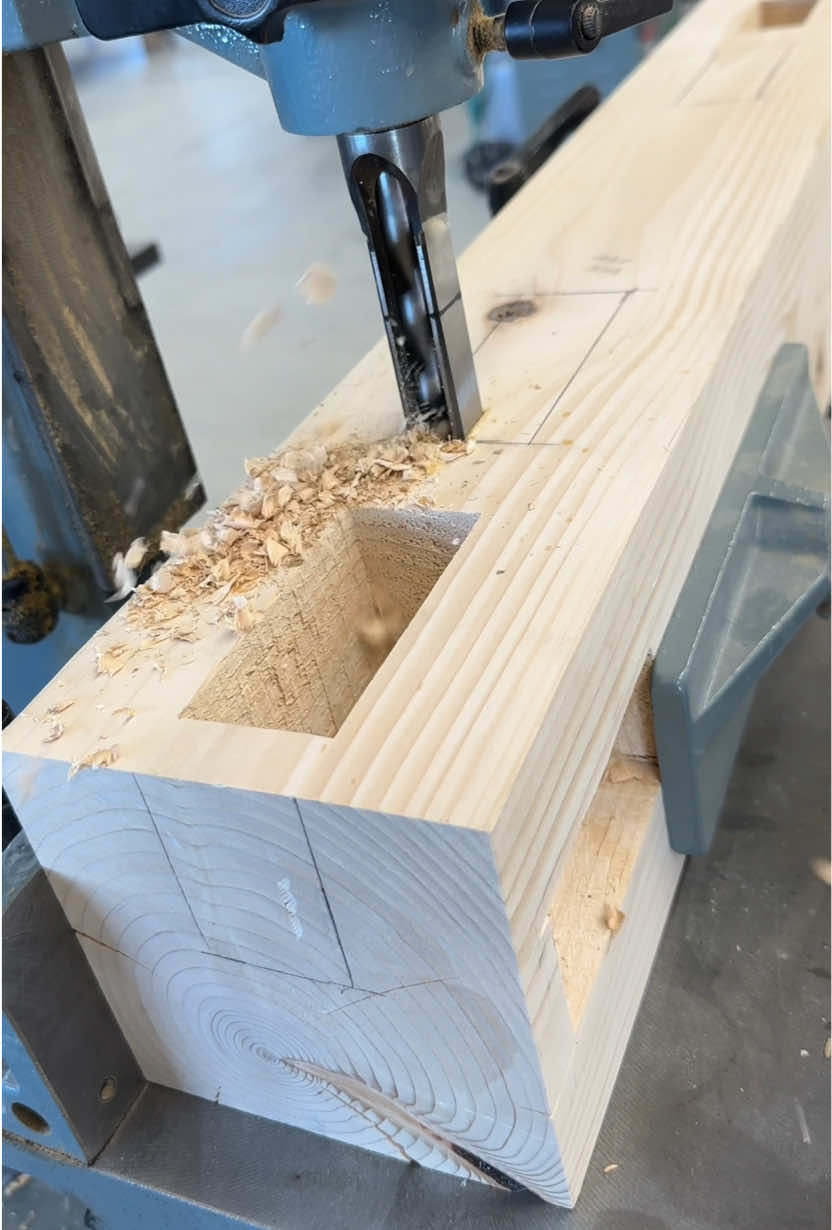 Cutting some more mortises, time with the King Canada hollow chisel mortiser #woodworking #tools 
