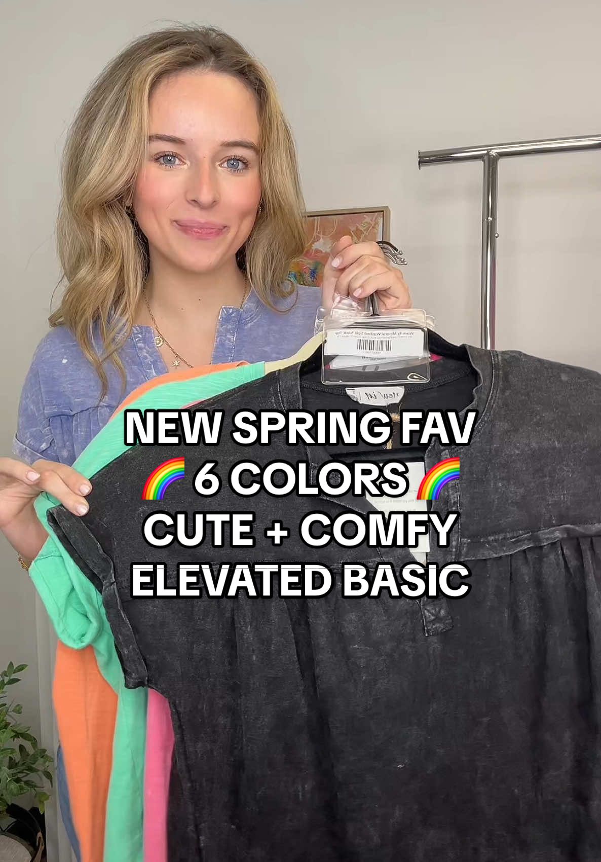 NEW FAV 👀 the perfect little throw it on & go elevated basic has arrived 👋 6 gorgeous spring colors available 🌈  #spring #styles #transition #fashion #inspo #trendy #stripes #pattern #affordable #affordablefashion #style #howtostyle #sweater  #colorful #insta #looks #fashioninspo #hack #trending #springvibes #bright 