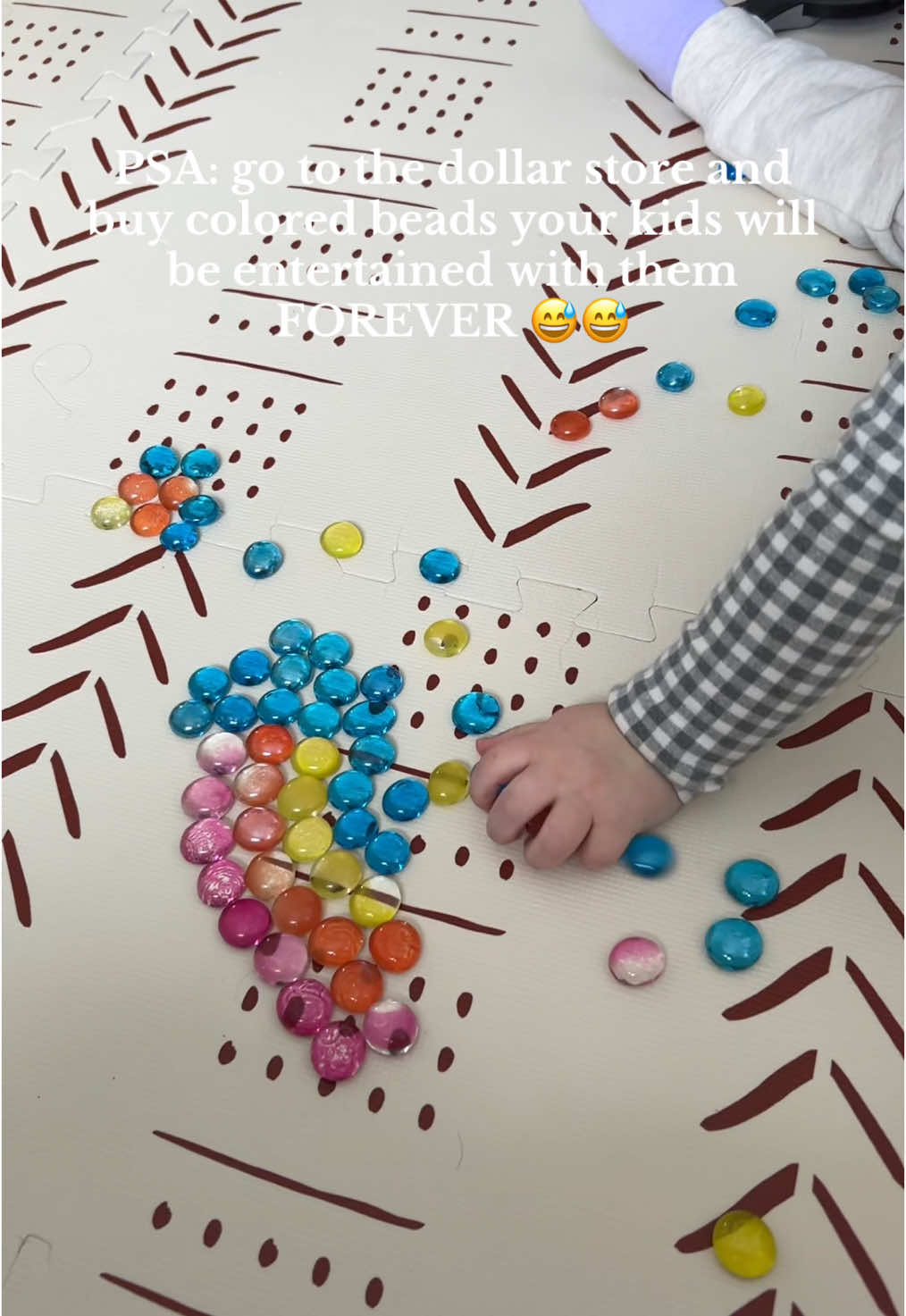 best $5 I’ve ever spent #dollarstorefinds #coloredbeads #momtok #independentplay #sahm 