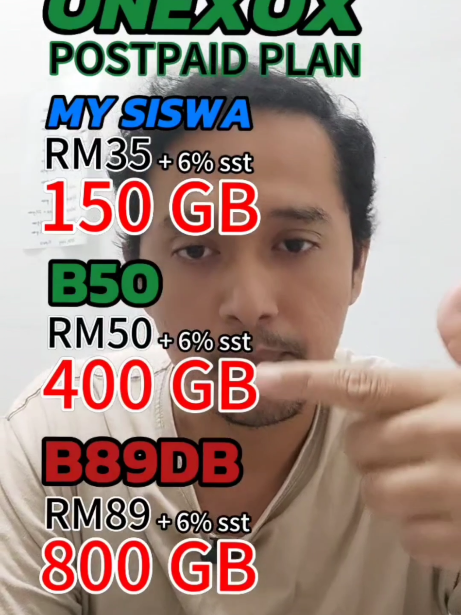 Plan Postpaid B50 400GB 💥Tanpa Sekatan Kelajuan 💥Tanpa Sekatan Data 💥Boleh Hotspot Kesemua Data 💥 Unlimited Call