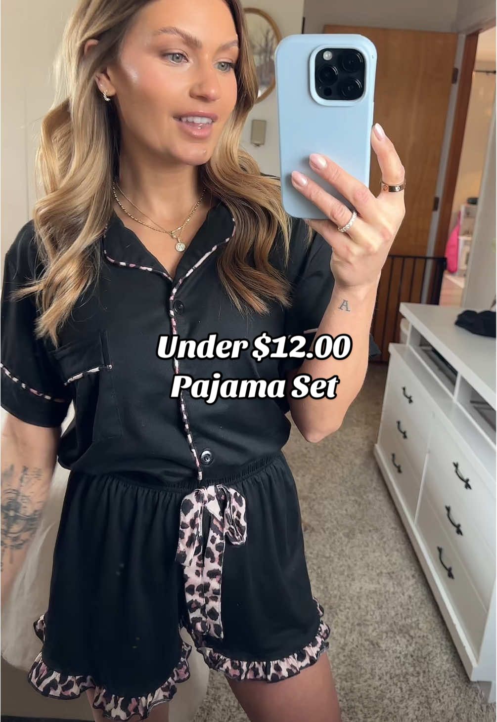 This pajama set is so cute and I swear every time I wash it, it gets softer! #pajamas #pajamaset #2pieceset #jammies #womenspajamas #affordablefashion #comfy #comfyclothes #sleepwear #sleepwearfashion #spotlightfinds 