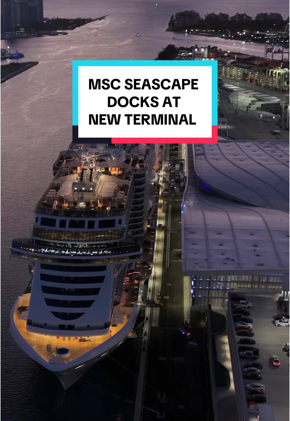 History made! #MSCSeascape is officially the first ship to dock at our new MSC Miami Cruise Terminal - the largest in the world. #Miami #PortMiami #cruise