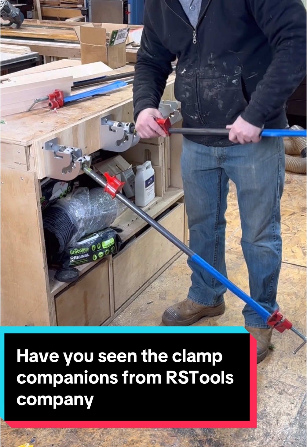 I saw these Clamp Companions from @RSTOOLCOMPANY but I didn’t have any wall space so it seemed like it wouldn’t work, but then I decided to put it on the end of my outfeed table! I won’t be doing any long tables here, but it’s perfect for cutting boards and small tables! #workshop #woodworking #clamps #maker #woodworker #woodshop 