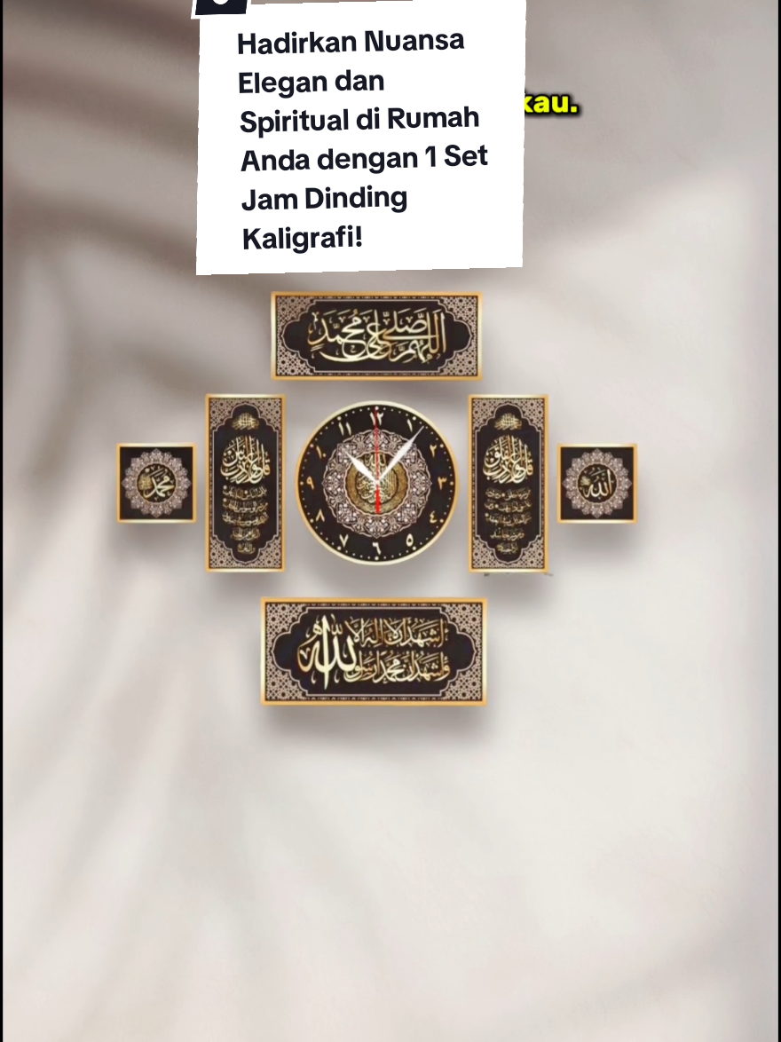 Hadirkan Nuansa Elegan dan Spiritual di Rumah Anda dengan 1 Set Jam Dinding Kaligrafi!