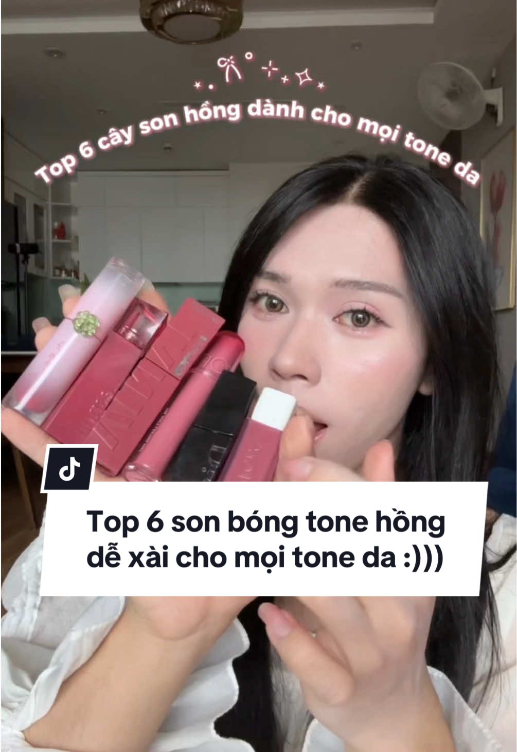 Review những em son bóng tone hồng dễ xài cho mọi tone da tui mê #fyp #lamdep #reviewlamdep #BeautyTok #xuhuong #sonbong #cooltone #warmtone #koreanmakeup 