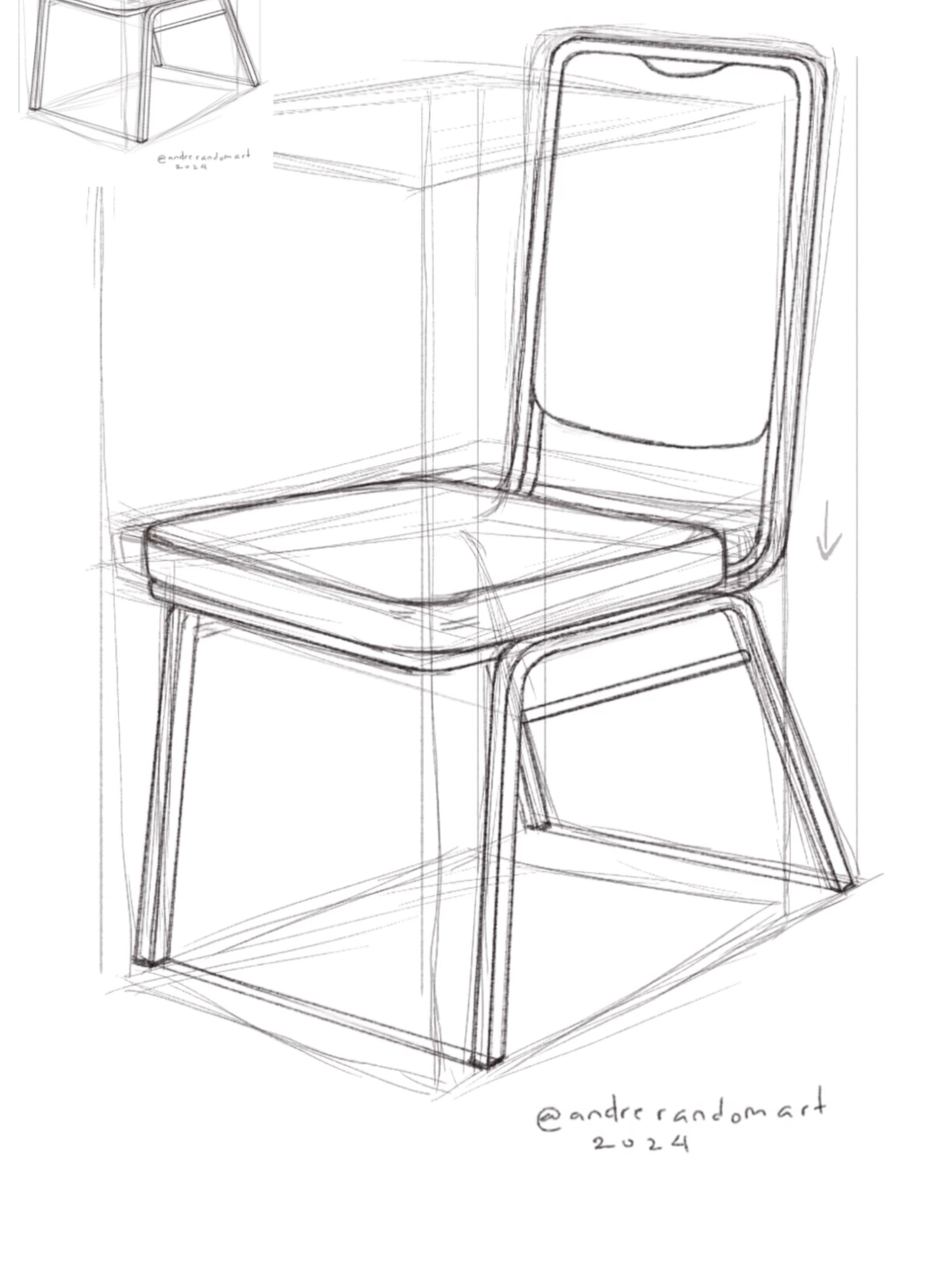belajar menggambar kursi perspektif 2 titik hilang #illustration #sketch #timelapse #basicdrawing #tutorial #belajargambar #duatitikhilang #twopointperspective