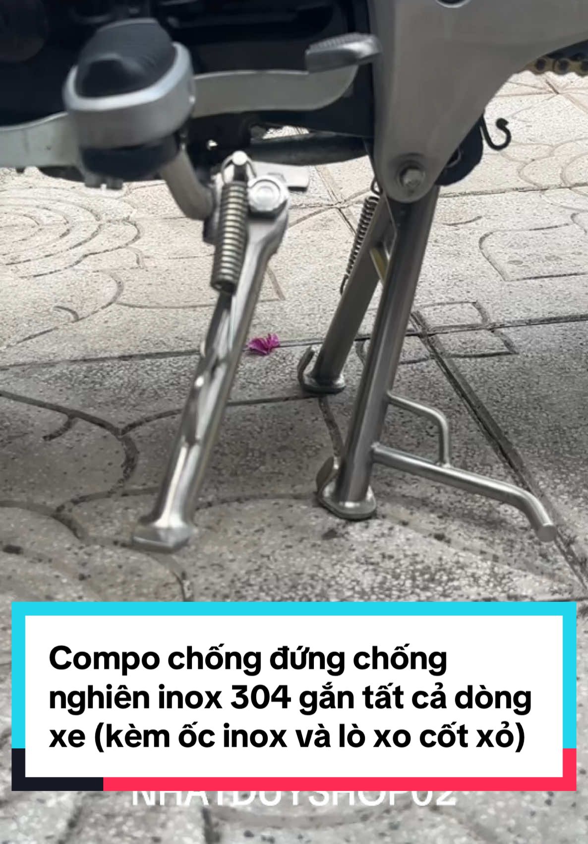 Compo chống đứng chống nghiên inox 304 gắn tất cả dòng xe (kèm ốc inox và lò xo cốt xỏ)❤️🍀🏍️#nhatduyshop02 #tiktok #xuhuong #LearnOnTikTok 