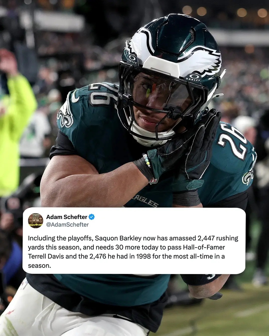 Saquon Barkley is on the verge of history 😳 #saquonbarkley #eagles #SuperBowl #runningback #history 