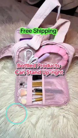 You will love this travel bag! All your bottled products can stand upright so much room and so many pockets even a make-up pocket! Check this video out! #bagsmart #travel #travelbag #traveltiktok #