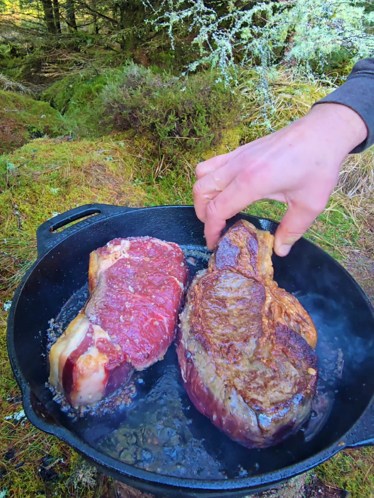 Steak with Corn Butter 🔥 #fyp #asmr #cooking #food #menwiththepot #nature 