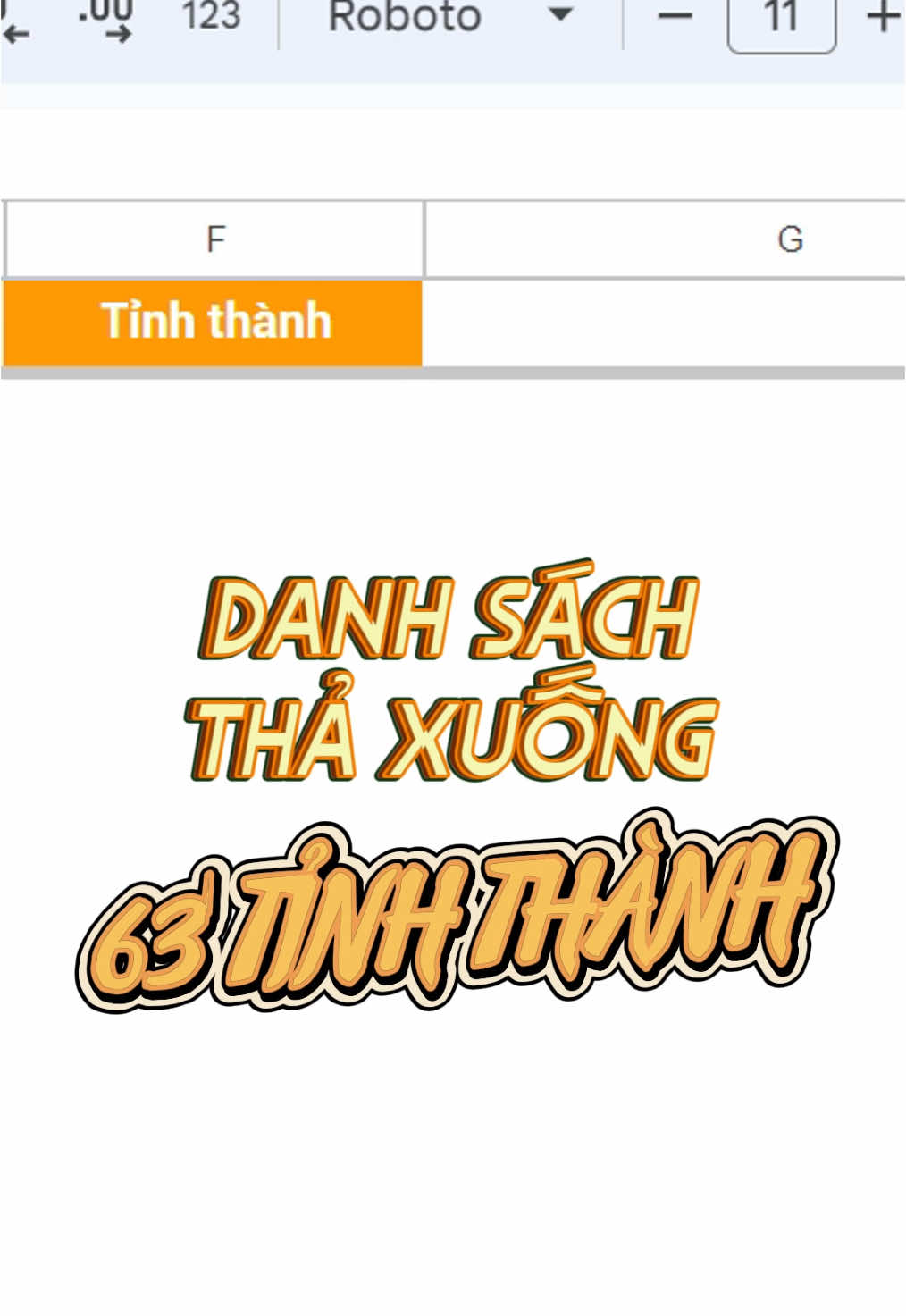 Tạo danh sách thả xuống 63 tỉnh thành trong Google Sheets #daotaotinhoc #tinhocvanphong #hoccungtiktok #LearnOnTikTok #googlesheets 