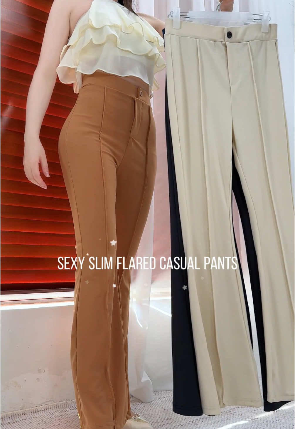 It's not easy to find a pair of stretch casual pants I like!🥰🥰 Affordable and comfortable!#saturdaygirlsho #slowmo #trending #foryoupage #fypbell bottoms #casual pants #stretch pants #yoga pants #sexy