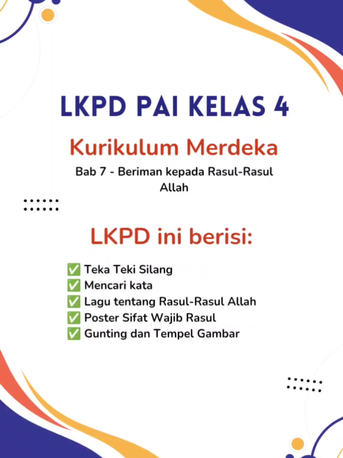 LKPD PAI Kelas 4 Bab 7 - Beriman kepada Rasul-Rasul Allah. Yang mau file pdfnya langsung klik link di bio ya 😊 #lkpdpaikelas4bab7 #lkpdpaisd #lkpdpaikelas4 #postersifatwajibrasul #sifatwajibbagirasul #sifatmustahilrasul 