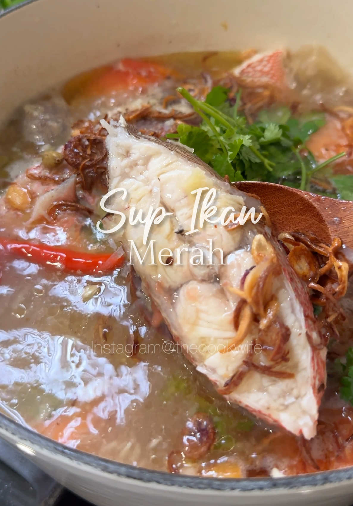 🍲Sup Ikan Merah🐟 Feveret♥️ 🔅Bahan-bahan🔅 🌀Minyak masak utk menumis 🌀1 ekor ikan merah  🌀Bawang merah (hiris) 🌀Bawang putih (tumbuk kasar) 🌀Halia (tumbuk kasar) 🌀2 batang akar ketumbar 🌀1-2 paket sup bunjut ikan 🌀Lada hitam 🌀Air secukupnya 🌀Sos ikan 🌀Serbuk lada sulah 🌀3-4 batang cili padi merah 🌀Garam secukup rasa 🌀Mushroom seasoning 🌀1 biji tomato 🌀1/2 biji jus limau nipis (jika suka masam2 sikit) 🌀Daun sup 🌀Bawang goreng #fyp #fypシ #fypシ゚viral #reseptiktok #resepisimple #resepimudah #resepi #masakanrumahan #supikanmerah #supikan 