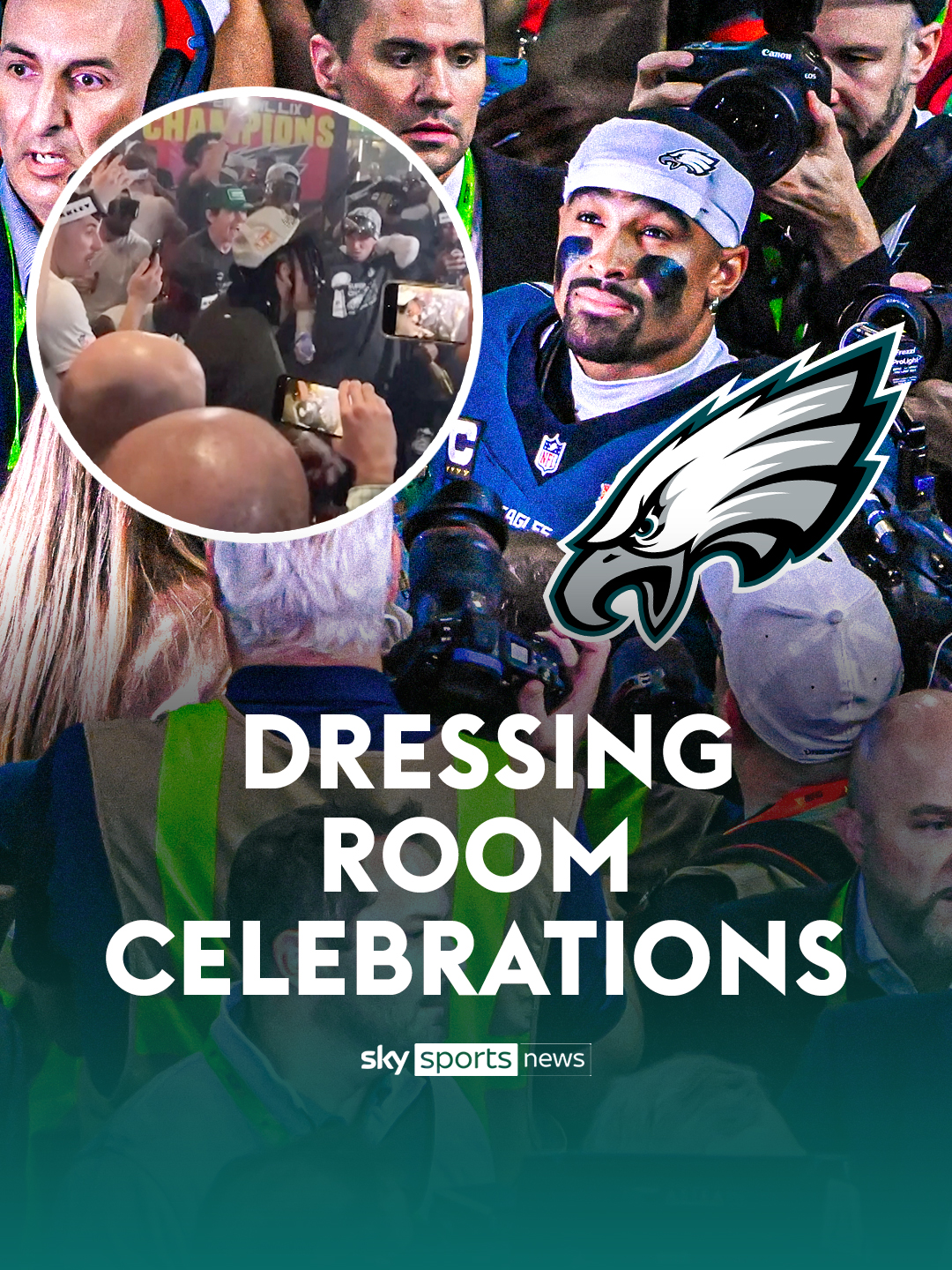 The Philadelphia Eagles celebrate their Superbowl LIX win in the dressing room 🦅🏆 #skysports #skysportsnews #eagles #philadelphiaeagles #nfl
