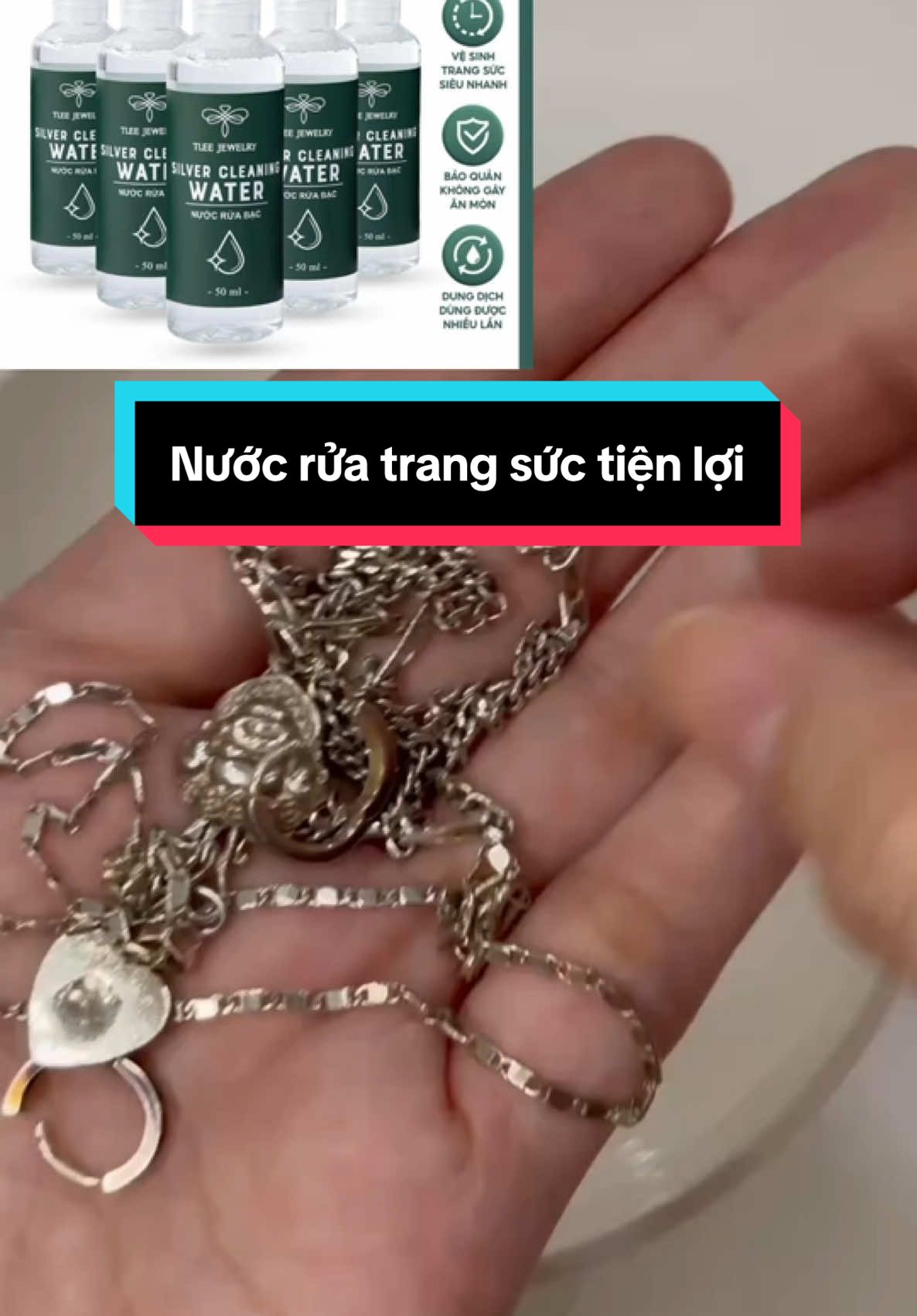 Nước rửa làm sạch trang sức bạc TLEE JEWELRY #tleejewelry #nuocruabac #bac925 #nuocruatrangsuc #lamsachtrangsuc #lamsachbac 