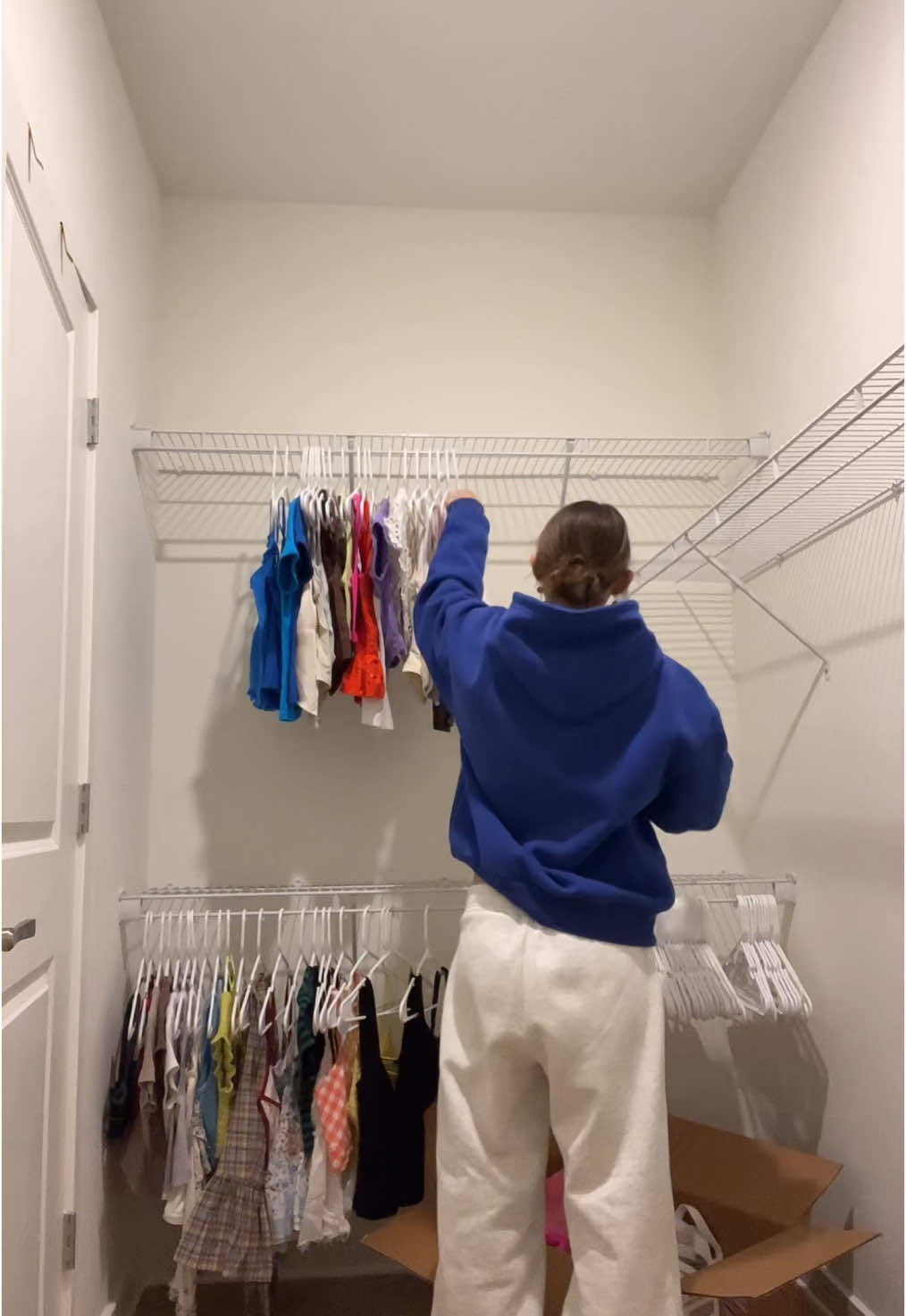 now for the jeans, sweaters, hoodies, skirts, and everything else I need to unpack #unpacking #closettour #newcloset 