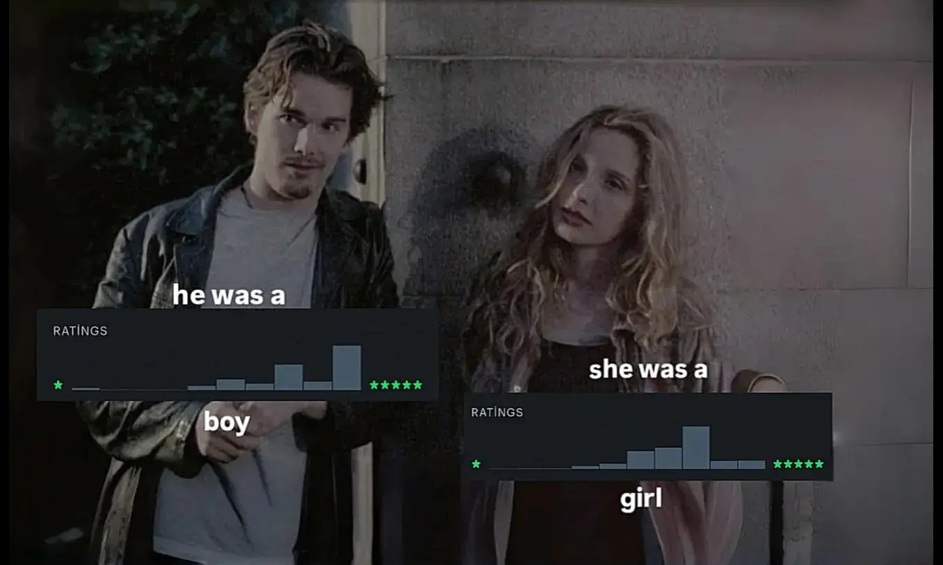 literally me and him !!  @onur  #letterboxd #beforesunrise #jesseandceline #pinterest #fyp #kesfet #xyzcba #fypage #ilovemybf 