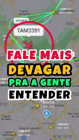 Controlador fala muito rapido e piloto pede pra falar mais devagar pra ele entender. #aviation 
