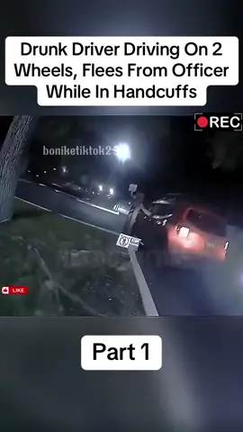 Drunk Driver Driving On 2 Wheels, Flees From Officer While In Handcuffs part 1  #cops #copsoftiktok #police #policeofficer #bodycam #crime #truecrime #truestory #foryou #fyp 