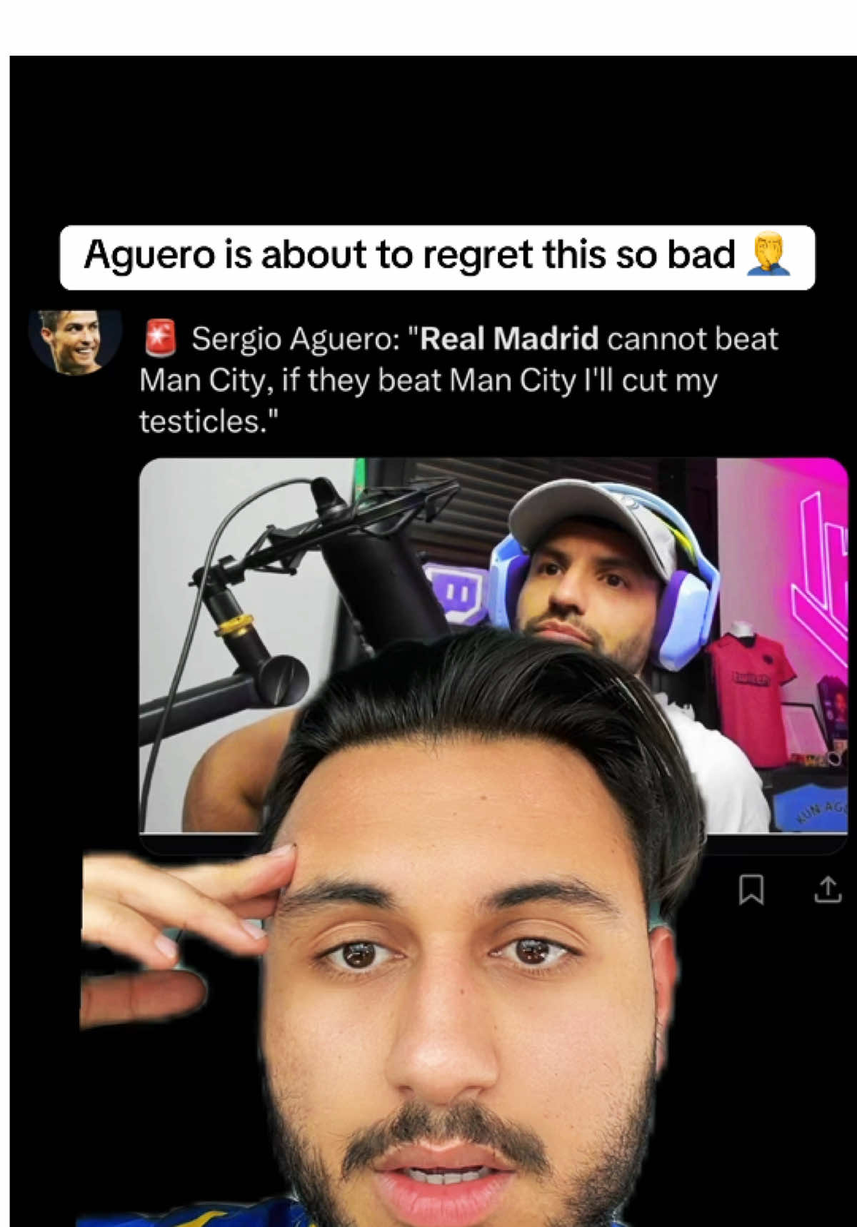 Aguero is about to regret this so bad 🤦‍♂️ #aguero #mancity #fypシ #realmadridfc #championsleague #barca 